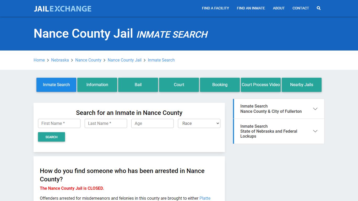 Nance County Jail, NE Inmate Search: Roster & Mugshots