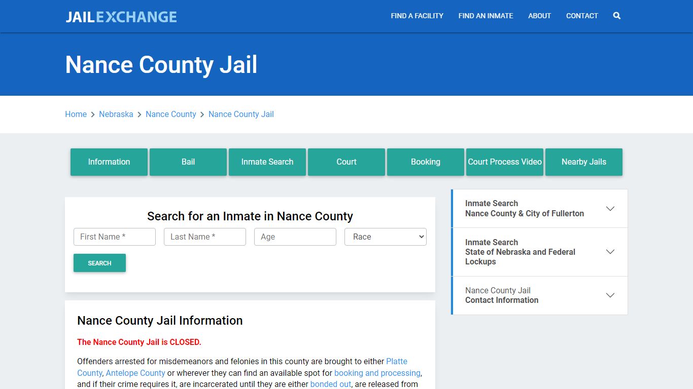 Nance County Jail Roster Lookup, NE, Inmate Search